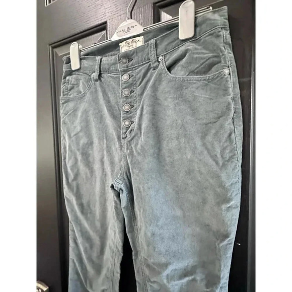 We The Free Women Gray Straight Leg Belt Looped Button Fly Corduroy Pant Size 30 - Picture 5 of 10